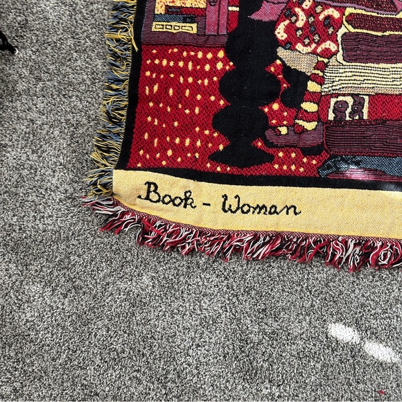 Kiki Suarez BookWoman vintage 80s fringe trim throw blanket - Picture 3 of 5